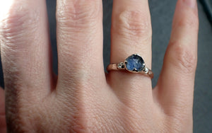 partially faceted blue montana sapphire and fancy diamonds 14k white gold engagement wedding ring custom gemstone ring multi stone ring 2830 Alternative Engagement