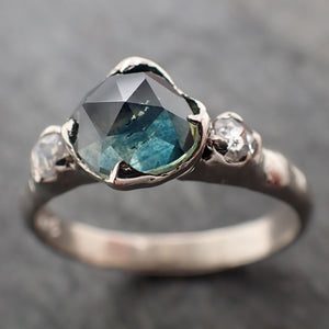 fancy cut montana sapphire diamond 14k white gold engagement ring wedding ring blue gemstone ring multi stone ring 2829 Alternative Engagement