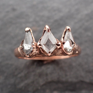 crown style faceted fancy cut diamond engagement 14k rose gold multi stone wedding ring byangeline 2455 Alternative Engagement