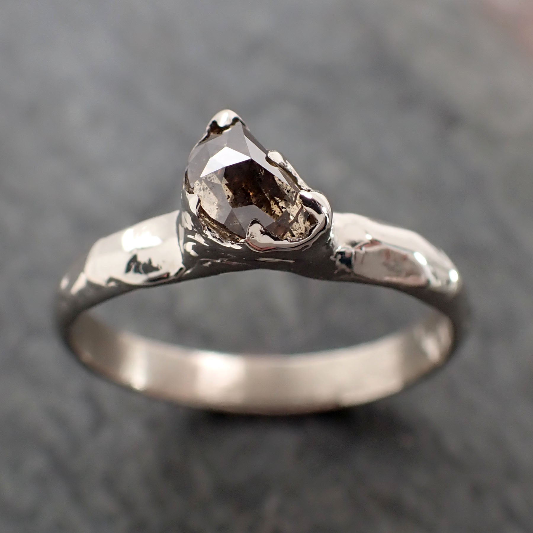 Fancy Cut Champagne Half Moon Diamond Solitaire Engagement 14k White Gold Wedding Ring byAngeline 2833