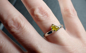 Fancy cut half moon yellow Diamond Solitaire Engagement 14k White Gold Wedding Ring byAngeline 2834