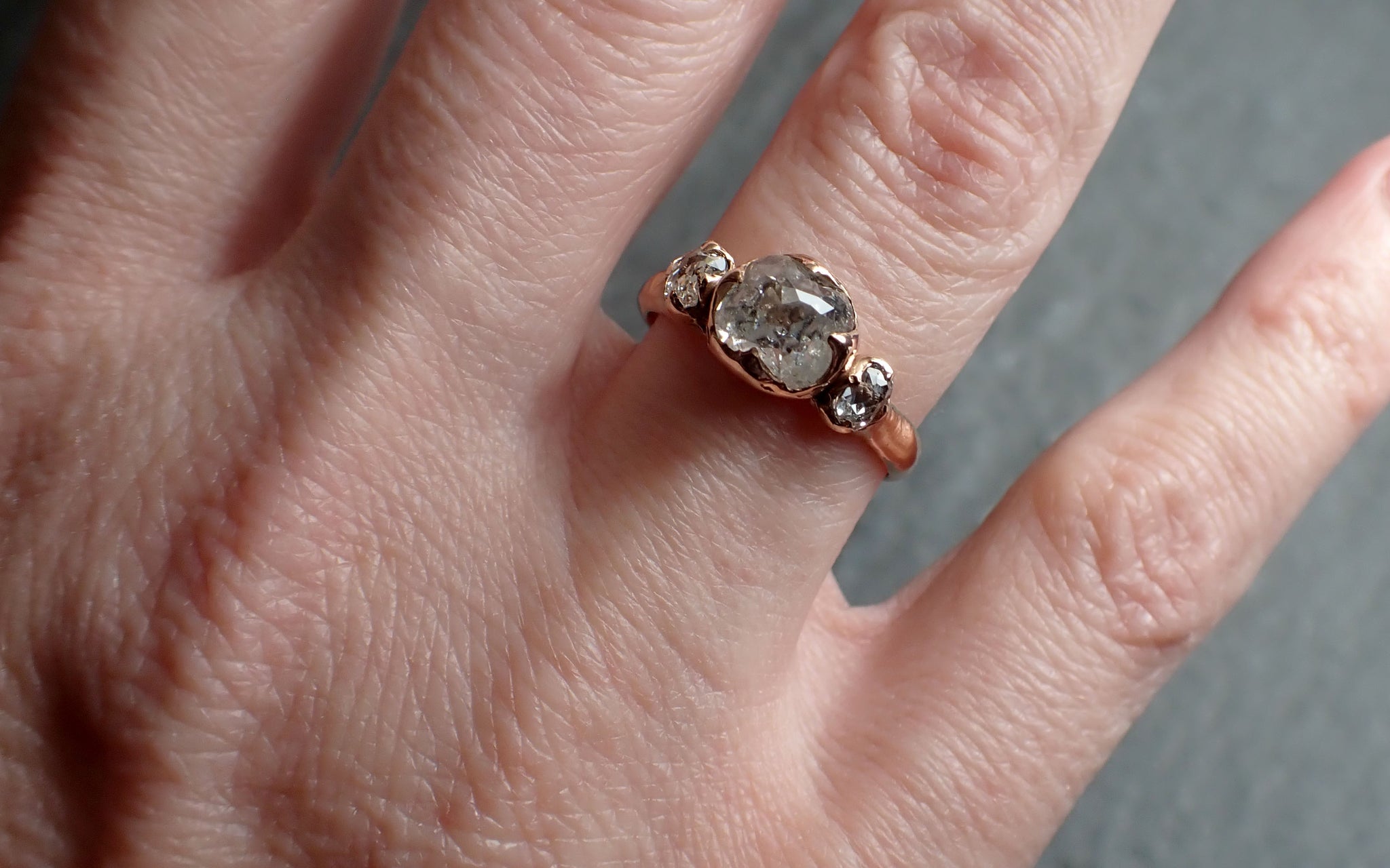 fancy cut diamond engagement 14k rose gold multi stone wedding ring byangeline 2456 Alternative Engagement