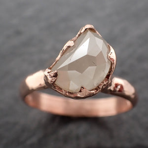 Faceted Fancy cut white Half Moon Diamond Engagement 14k Rose Gold Solitaire Wedding Ring byAngeline 2460