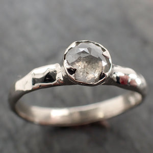 Fancy cut salt and pepper Diamond Solitaire Engagement 14k White Gold Wedding Ring byAngeline 2838