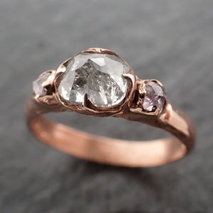 Fancy cut Diamond Engagement 14k Rose Gold Multi stone Wedding Ring byAngeline 2457