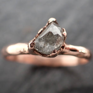 Faceted Fancy cut Salt and pepper Half Moon Diamond Engagement 14k Rose Gold Solitaire Wedding Ring byAngeline 2459