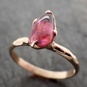 Sapphire Pebble candy pink polished 14k yellow gold Solitaire gemstone ring 2840