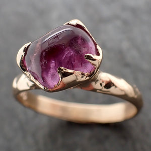 Sapphire tumbled 14k yellow gold Solitaire purple tumbled gemstone ring 2845