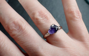 Sapphire Purple tumbled White 14k gold Solitaire gemstone ring 2849