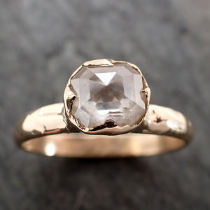 Faceted Fancy cut White Diamond Engagement 14k Yellow Gold Solitaire Wedding Ring byAngeline 2854
