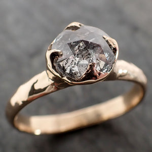 Fancy cut salt and pepper Diamond Solitaire Engagement 14k yellow Gold Wedding Ring Diamond Ring byAngeline 2857