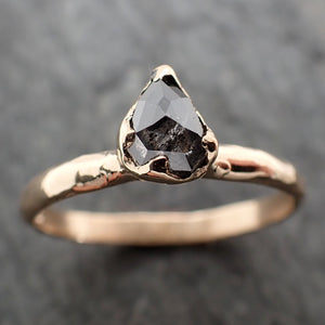 faceted fancy cut salt and pepper diamond solitaire engagement 14k yellow gold wedding ring byangeline 2858 Alternative Engagement