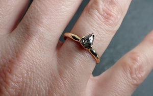 Faceted Fancy cut Salt and pepper Diamond Solitaire Engagement 14k Yellow Gold Wedding Ring byAngeline 2858