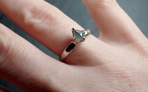 Fancy cut salt pepper Diamond Solitaire Engagement 14k White Gold Wedding Ring byAngeline 2868