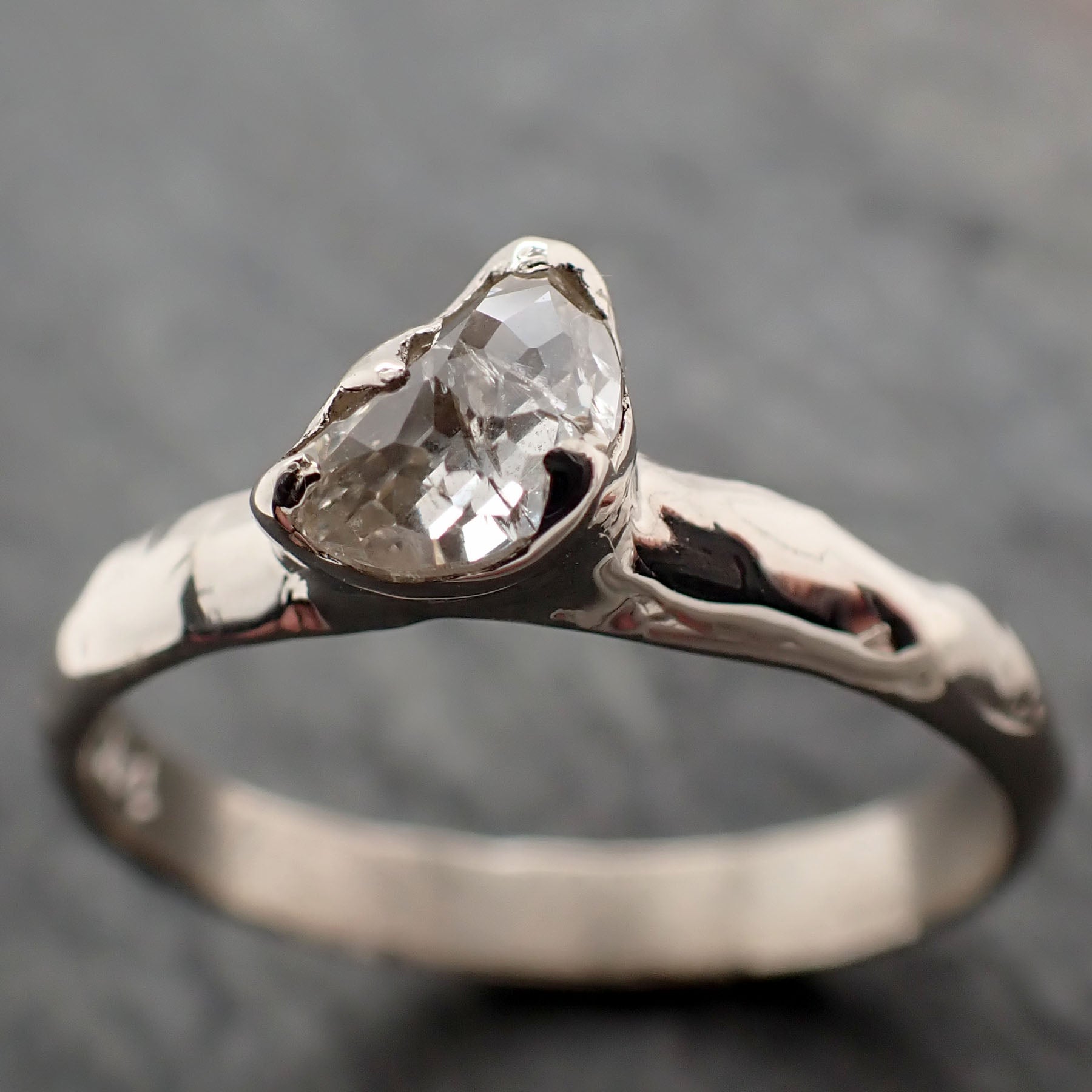 Fancy Cut Half Moon Diamond Solitaire Engagement 14k White Gold Wedding Ring byAngeline 2864