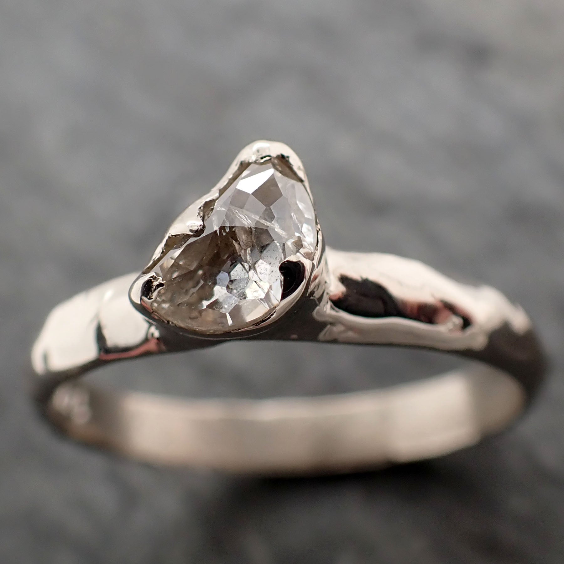Fancy Cut Half Moon Diamond Solitaire Engagement 14k White Gold Wedding Ring byAngeline 2864