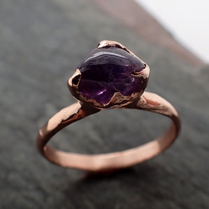 Sapphire Pebble Purple polished 14k Rose gold Solitaire gemstone ring 2870