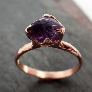 Sapphire Pebble Purple polished 14k Rose gold Solitaire gemstone ring 2870