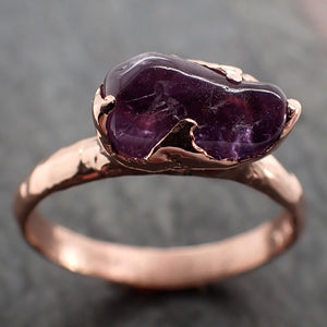 Sapphire Pebble Purple polished 14k Rose gold Solitaire gemstone ring 2871