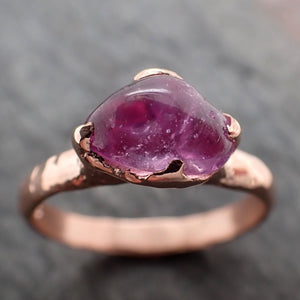 Sapphire   pink polished 14k Rose gold Solitaire gemstone ring 2873