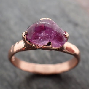 Sapphire Pebble pink polished 14k Rose gold Solitaire gemstone ring 2873
