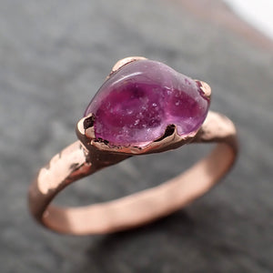 Sapphire Pebble pink polished 14k Rose gold Solitaire gemstone ring 2873