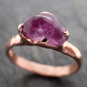 Sapphire   pink polished 14k Rose gold Solitaire gemstone ring 2873