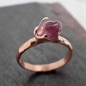 Sapphire tumbled pink tumbled 14k Rose gold Solitaire gemstone ring 2877