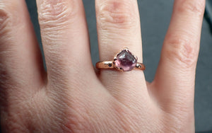 Sapphire tumbled pink polished 14k Rose gold Solitaire gemstone ring 2877