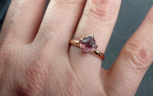 Sapphire tumbled pink tumbled 14k Rose gold Solitaire gemstone ring 2877