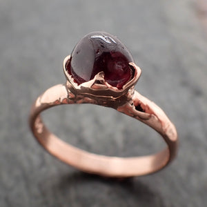 Sapphire Pebble Ruby red candy polished 14k Rose gold Solitaire gemstone ring 2879