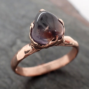 Sapphire Tumbled Purple polished 14k Rose gold Solitaire gemstone ring 2880