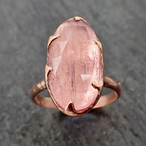 fancy cut pink morganite rose gold ring gemstone solitaire recycled 14k statement 2192 Alternative Engagement