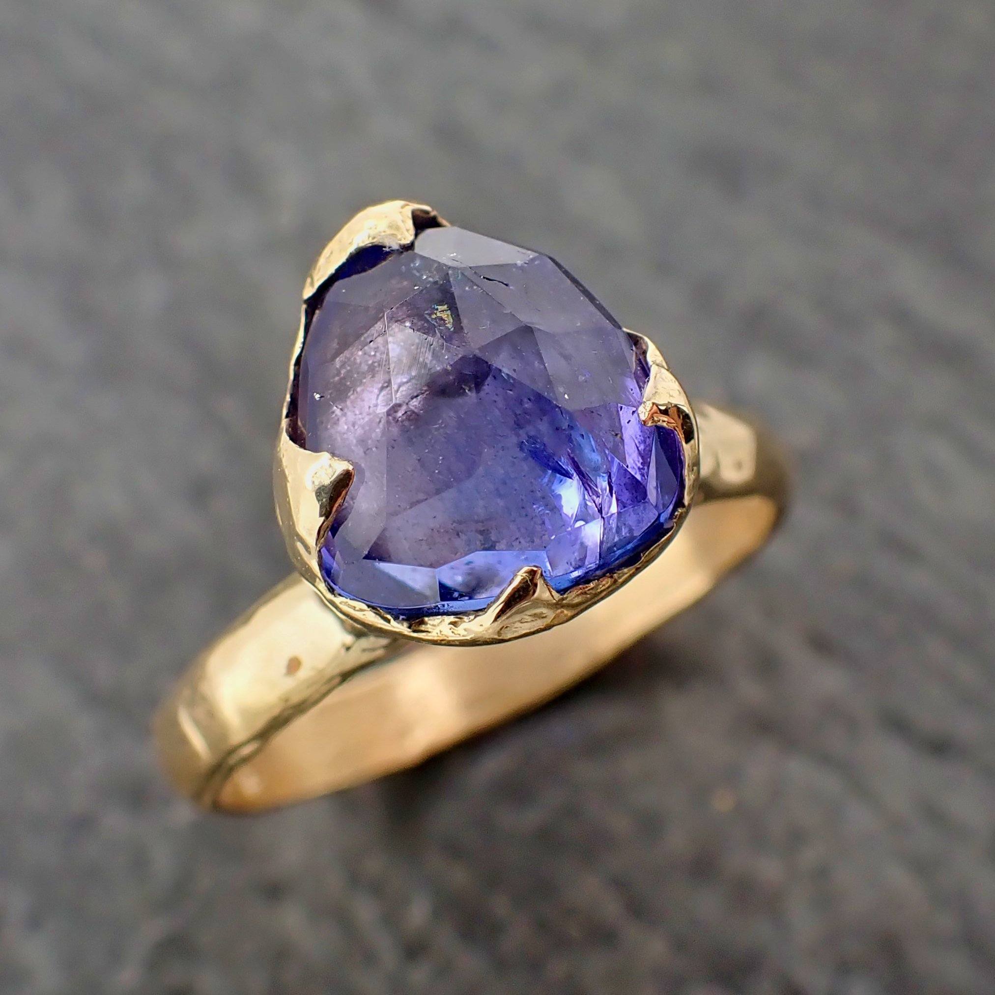Fancy cut Tanzanite Crystal Solitaire 18k recycled yellow Gold Ring Tanzanite stacking cocktail statement byAngeline 2185
