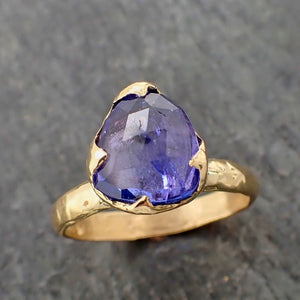 Fancy cut Tanzanite Crystal Solitaire 18k recycled yellow Gold Ring Tanzanite stacking cocktail statement byAngeline 2185
