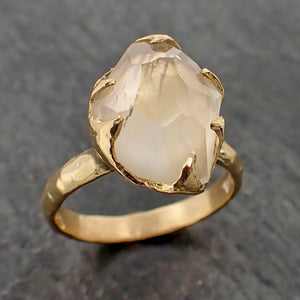 partially faceted moonstone yellow gold ring gemstone solitaire recycled 18k statement 2189 Alternative Engagement