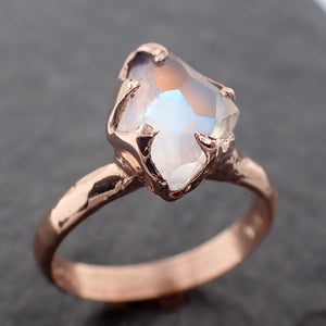 partially faceted moonstone 14k rose gold ring gemstone solitaire recycled statement 2470 Alternative Engagement