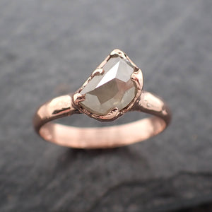 Faceted Fancy cut white and gold Half Moon Diamond Engagement 14k Rose Gold Solitaire Wedding Ring byAngeline 2469