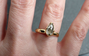 Fancy cut white Diamond Solitaire Engagement 18k yellow Gold Wedding Ring byAngeline 2921
