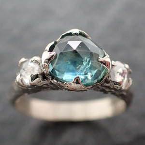 Fancy cut Montana Sapphire Diamond 14k White Gold Engagement Ring Wedding Ring blue Gemstone Ring Multi stone Ring 2474