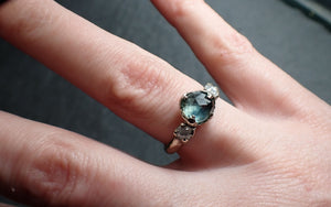 Fancy cut Montana Sapphire Diamond 14k White Gold Engagement Ring Wedding Ring blue Gemstone Ring Multi stone Ring 2474
