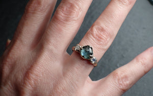 fancy cut montana sapphire diamond 14k white gold engagement ring wedding ring blue gemstone ring multi stone ring 2474 Alternative Engagement