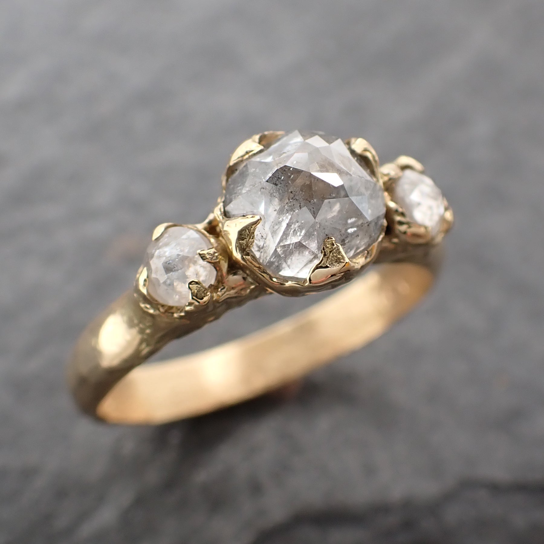 Fancy cut white Diamond Engagement 18k Yellow Gold Multi stone Wedding Ring Stacking byAngeline 2479