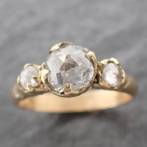 fancy cut white diamond engagement 18k yellow gold multi stone wedding ring stacking byangeline 2479 Alternative Engagement