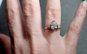 Raw Rough Diamond Rose gold Engagement Multi stone Wedding Ring byAngeline C2481