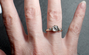 Faceted Fancy cut white Diamond Multi stone Engagement 18k White Gold Wedding Ring byAngeline 2484