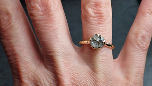 fancy cut salt and pepper solitaire diamond engagement 14k yellow gold wedding ring byangeline 2201 Alternative Engagement