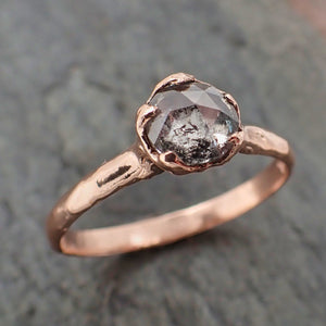 fancy cut salt and pepper solitaire diamond engagement 14k rose gold wedding ring byangeline 2203 Alternative Engagement