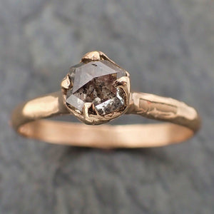 fancy cut salt and pepper diamond solitaire engagement 14k yellow gold wedding ring byangeline 2206 Alternative Engagement