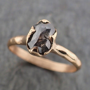 fancy cut salt and pepper diamond solitaire engagement 14k yellow gold wedding ring byangeline 2205 Alternative Engagement